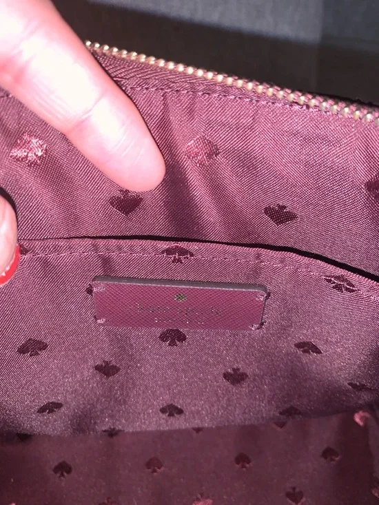 kate spade New York shimmy glitter crossbody satchel in deep nova burgundy purse - Picture 9 of 12